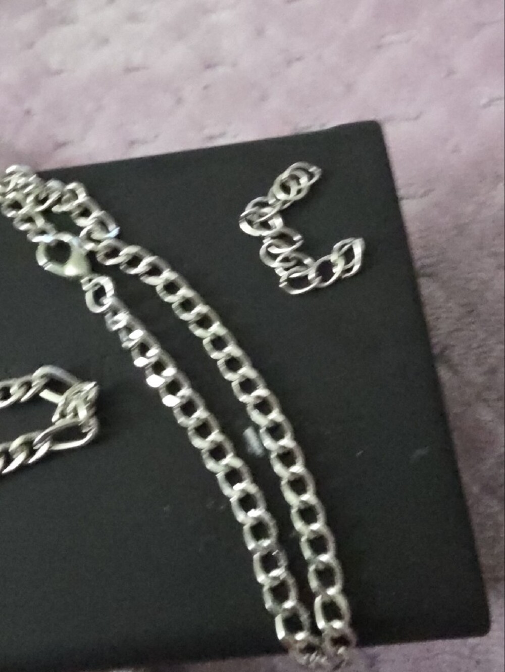 Sterling Silver Tone Link Chain Necklace/ Braclete  Jewelry  Set Of 3 - Picture 4 of 7